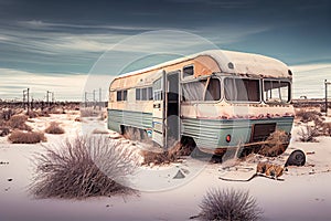 abandoned trailer in the desert. Generative AI, Generative, AI