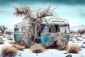 abandoned trailer in the desert. Generative AI, Generative, AI