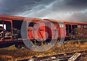 Abandoned train composition photo