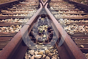 Abandoned train rails photo