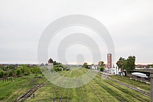 Abandoned train station in Brcko, with the name of the city Brcko written in Latin