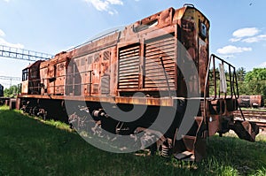 Abandoned train station in Prypiat, Chernobyl exclusion Zone. Chernobyl Nuclear Power Plant Zone of Alienation in Ukraine