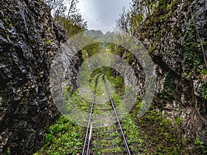 Abandoned train tracks near Anina, Romania photo