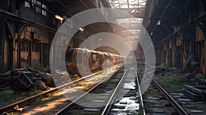 Abandoned train wreck Created with Generative AI technology