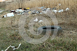 Abandoned trash in nature