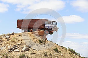 Abandoned Truck Parked on a Mountain Cliff