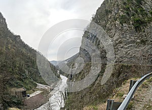 Abandoned tunnels and old road Adler - Krasnaya Polyana. Sochi, Russia