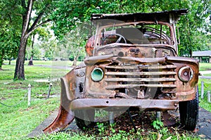 Abandoned vehicle in a park