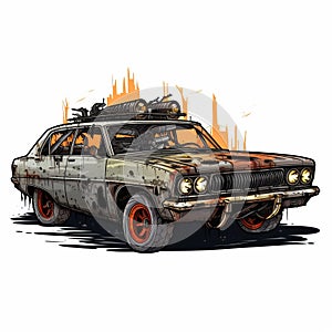 Abandoned Vehicle In Smoky Theme Expressive Character Design And Gritty Horror Comics photo