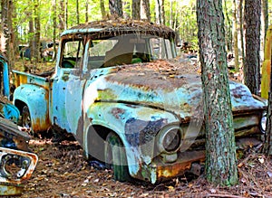 Abandoned vehicles on a farm in Georgia