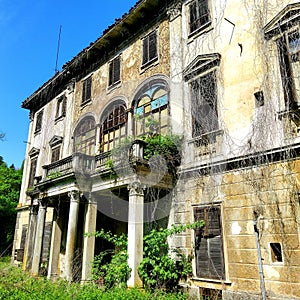 Abandoned Villa Becker in Turin city, Italy. Art, architecture and splendour