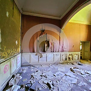 Abandoned Villa Becker in Turin city, Italy. Art, architecture and splendour