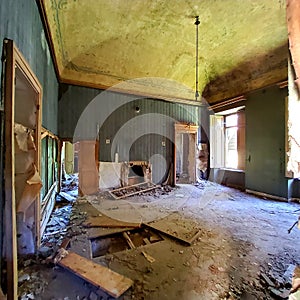 Abandoned Villa Becker in Turin city, Italy. Art, architecture and splendour