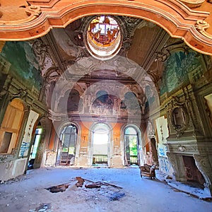 Abandoned Villa Becker in Turin city, Italy. Art, architecture and splendour