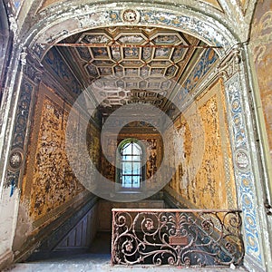 Abandoned Villa Becker in Turin city, Italy. Art, architecture and splendour