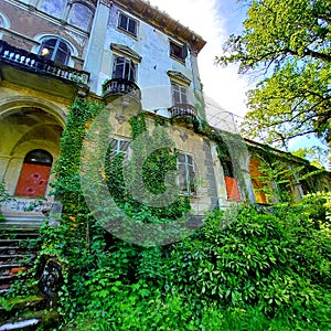 Abandoned Villa Becker in Turin city, Italy. Art, architecture and splendour