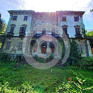 Abandoned Villa Becker in Turin city, Italy. Art, architecture and splendour