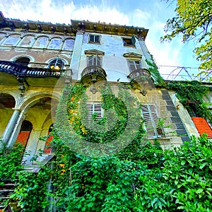 Abandoned Villa Becker in Turin city, Italy. Art, architecture and splendour