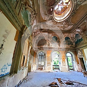 Abandoned Villa Becker in Turin city, Italy. Art, architecture and splendour photo