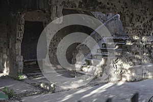 Abandoned village house building interior