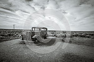 Abandoned Depression Era Car In Desert