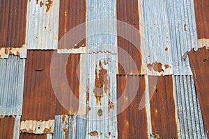 Abandoned Wall of Rusty Iron Galvanized with Zinc as Vintage Tex