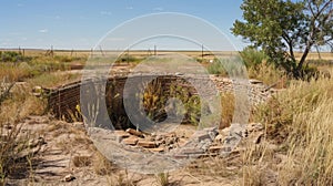 An abandoned well its walls cracked and crumbling a haunting reminder of the lack of water in the area