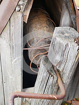 Abandoned well. Old broken well. close-up. rusted