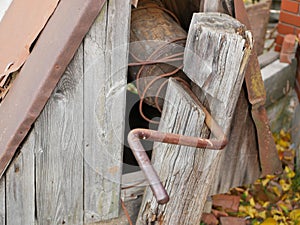 Abandoned well. Old broken well. close-up. rusted