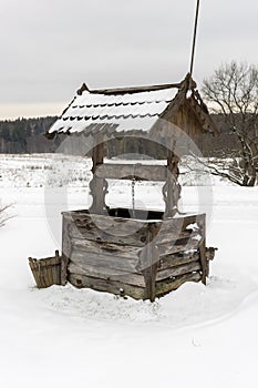 Abandoned well in winter