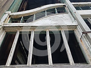 Abandoned wood and metal building or structure or ruins