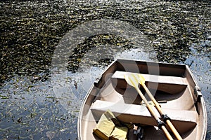 An abandoned wooden boat