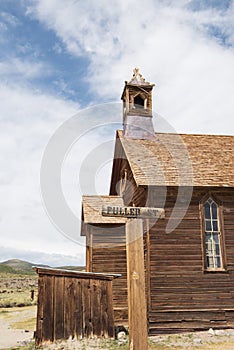 Abandoned wooden church in Old West ghost town Bodie, California