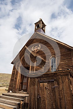 Abandoned wooden church in Old West ghost town Bodie, California