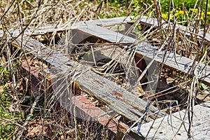 Abandoned Wooden Pallet and Rural Decay, Ground Level Perspective