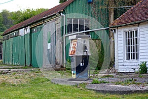 Abandoned workshop and fuel pump