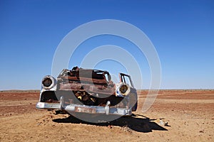 Abandoned wreck in the Australian desert.