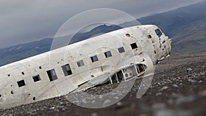 The abandoned wreck of a US military plane on Southern Iceland