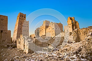 Abandonned historic loam city of Marib in South Yemen