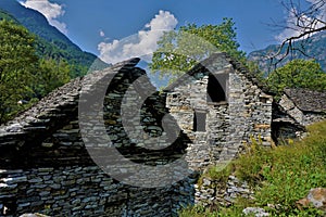 Abandonned rustic houses in Gerra, Valle Verzasca