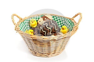 Abasket with easter eggs and chicks