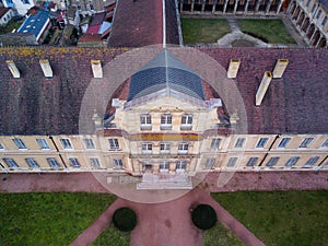 Abbey of Cluny. Aerial image of temple in France.