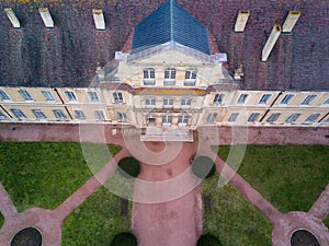 Abbey of Cluny. Aerial image of temple in France.