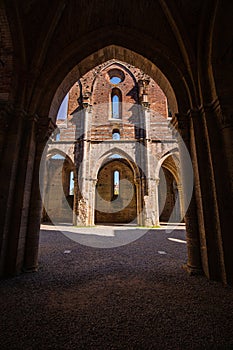 The Abbey of Saint Galgano (Abbazia di San Galgano), a Cistercian Monastery in Tuscany, Italy