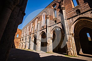 The Abbey of Saint Galgano (Abbazia di San Galgano), a Cistercian Monastery in Tuscany, Italy