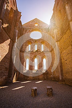 The Abbey of Saint Galgano (Abbazia di San Galgano), a Cistercian Monastery in Tuscany, Italy