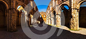 The Abbey of Saint Galgano (Abbazia di San Galgano), a Cistercian Monastery in Tuscany, Italy