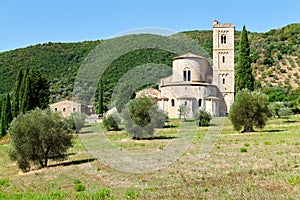 The Abbey of Sant\'Antimo, benedectine monastery. Montalcino Val d\'Orcia Tuscany Italy