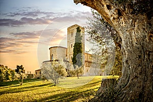 Abbey of Sant`Antimo in Montalcino. Tuscany, Italy