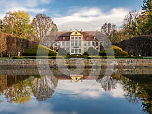 Abbots Palace in the rococo style and located in Oliwa Park. Gdansk, Poland.